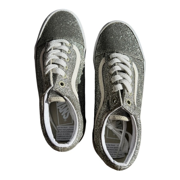 VANS old skool (Glitter) moss gray/true white NWT sz 7 - Picture 4 of 8